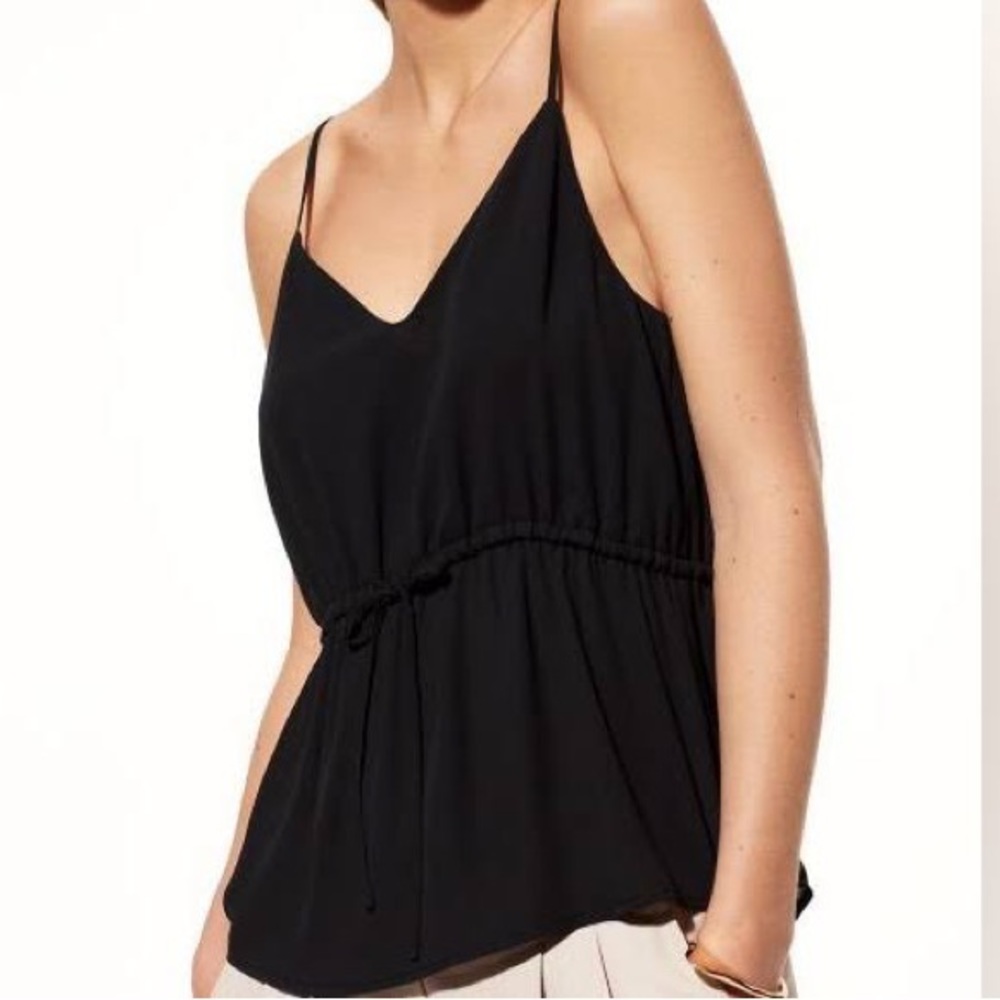 Aritzia Babaton Warren Cami in Midnight Black with Waist Tie Detail